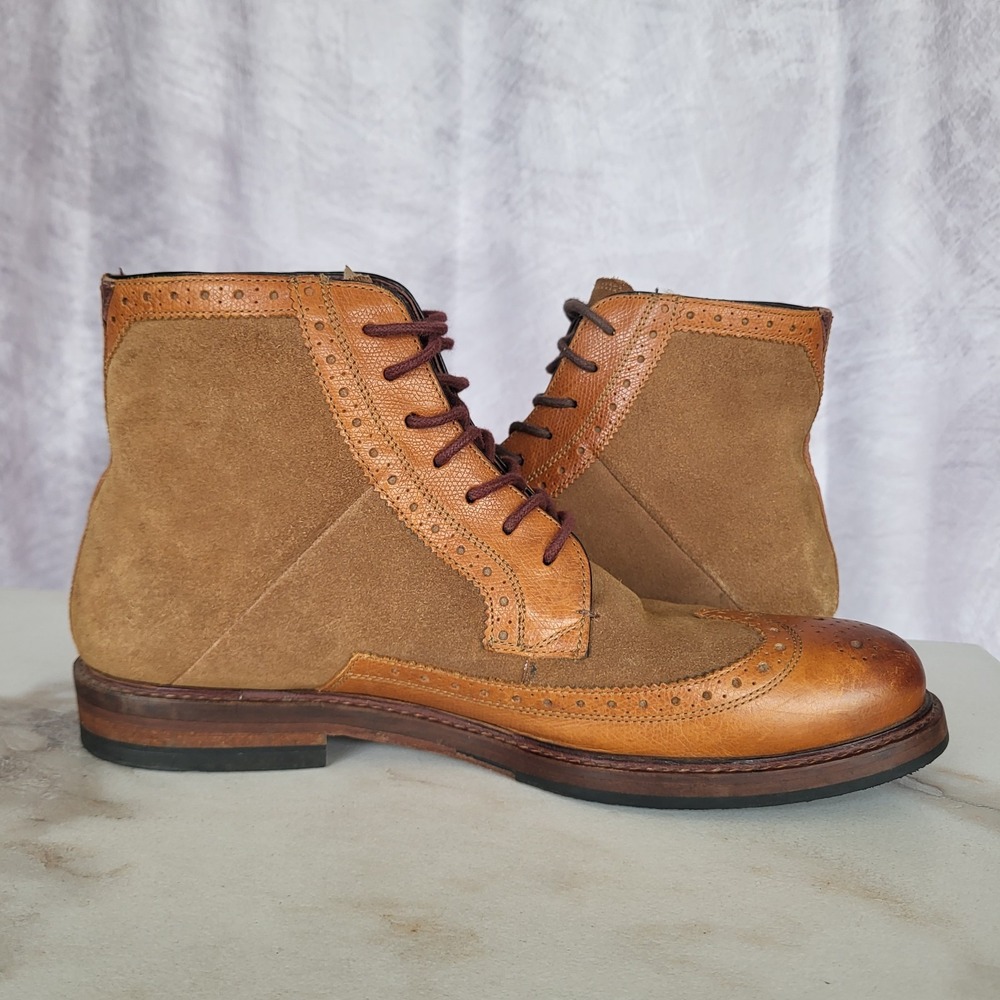 Ted Baker MIYLAN Wingtip Lace Up Boots Men's Size 11 Tan Brown - Picture 10 of 16
